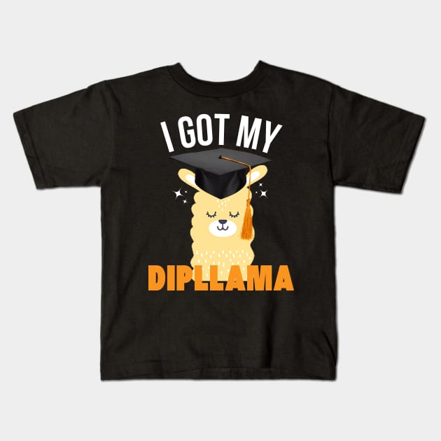 Funny Llama Graduation I Got My Dipllama Kids T-Shirt by Illustradise